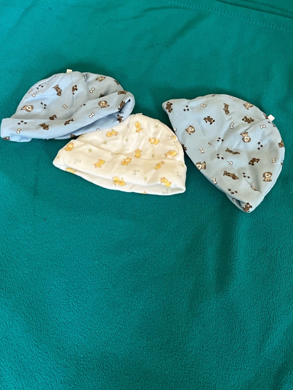 Carter’s Baby Hat Bundle Newborn & 3M Blue Dogs + Yellow Ducks 100% Cotton